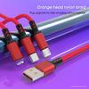 Data Cable 3-in-1 Fast Charging Weave 5A Micro USB/Type-C/8Pin Mobile Phone Data Line