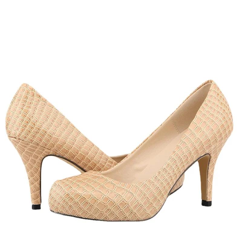 Damen Pumps Sexy Krokodilmuster Leder Mode Flache Hohe Absätze Slipper Damen Schwarz Büro Freizeit Party Hochzeitsschuhe