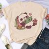 Funny Cute Panda Printed T Shirt for Women Summer Short Sleeve Cartoon Casual Creative T-shirt Vintage Round Neck Clothes