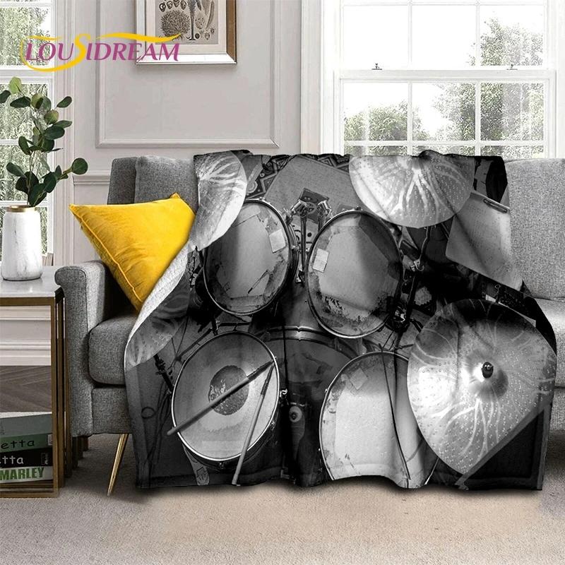 Kit de Bateria 3D Conjunto de Suporte para Bateria Instrumentos Musicais Cobertores Macios, Mantenha-se Aquecido Manta Confortável para Piquenique Camas Sofá Casa Quarto