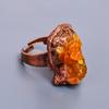Hessonite Garnet Rough Stone Mother Gift Eternity Sisters Day Trendy Ring Copper V-11