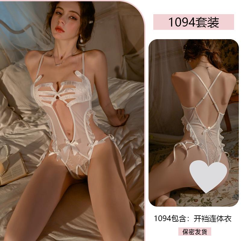 Original Sexy Palm Embroidered Onesie Female Sexy Pure Crotch Uniform Seduction Pajamas