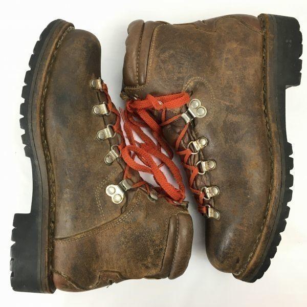 Před 80. léty Vintage MEINDL Turistické Trekové Boty Velikost 39 (Cca. 24,5 cm) Hnědá Kožená Pánská(POUŽITÝ)