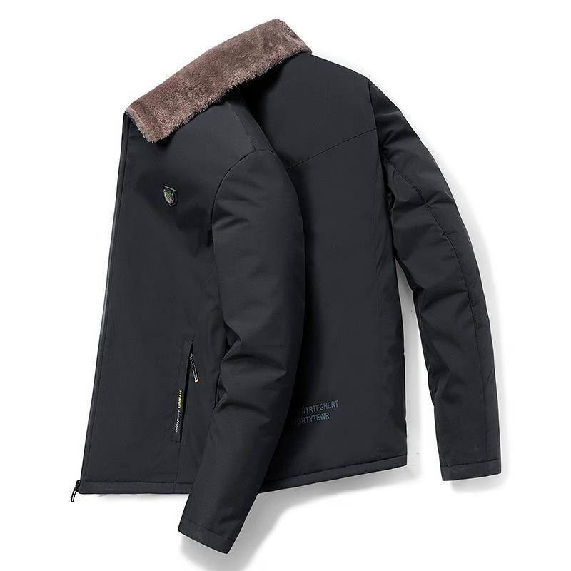 Super Thick Coat with Velvet and Cotton for Middle-aged and Elderly Men Cotton Coat with Stand-up Collar Cotton Padded Jacket