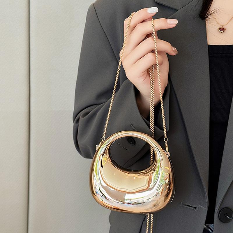 Damekjede Crossbody-veske Liten veske Akryl Metallisk glans Halvmåne Fest Bankett Dameveske Luksushåndveske