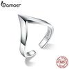 BAMOER Authentic 925 Sterling Silver Wave Geometric Love Adjustable Finger Rings for Women Wedding Engagement Jewelry SCR470