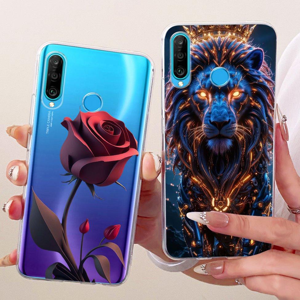 Transparent For Huawei P30 Lite Case Cover Cute Cat Fashion Butterfly Funny Painted Casing MAR-L01A MAR-L21A MAR-LX1A