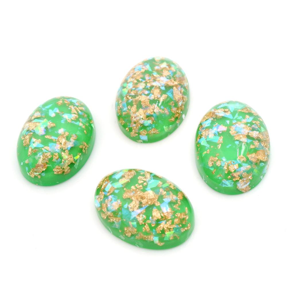 18x25mm 10pcs/Lot New Fashion Mix Color Built-in metal foil Flat back Resin Cabochons Cameo