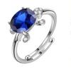 Wish personalized platinum oval blue-green-white Opal turtle opening versatile ring slightly inlaid with zircon