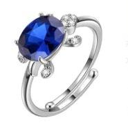Wish personalized platinum oval blue-green-white Opal turtle opening versatile ring slightly inlaid with zircon