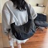 Pouch Black Crossbody Bag Oxford Cloth Solid Color Waterproof Shoulder Bag Large Capacity Smooth Sports Fitness Bag Jogging