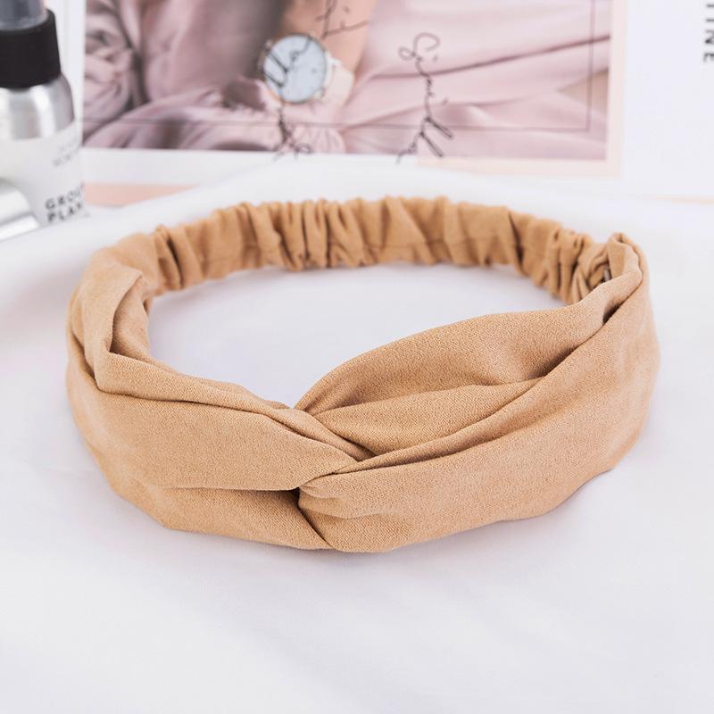 Fashion Women Girls Suede Hair Bands Solid Color Headbands Vintage Cross Turban Bandanas HairBands Hair Accessories