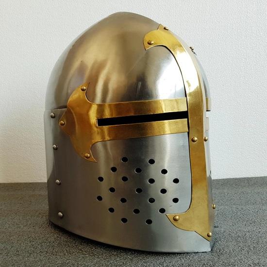 Mittelalterlicher Kreuzfahrer Zuckerhuthelm 16 Gauge Ritter Großhelm für Cosplay Halloween Geschenk für Ihn