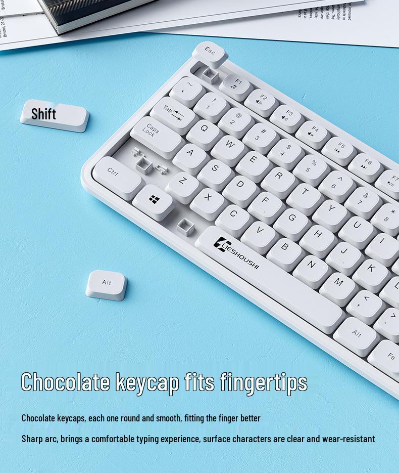 Silent Wireless Keyboard and Mouse Set for Office - White