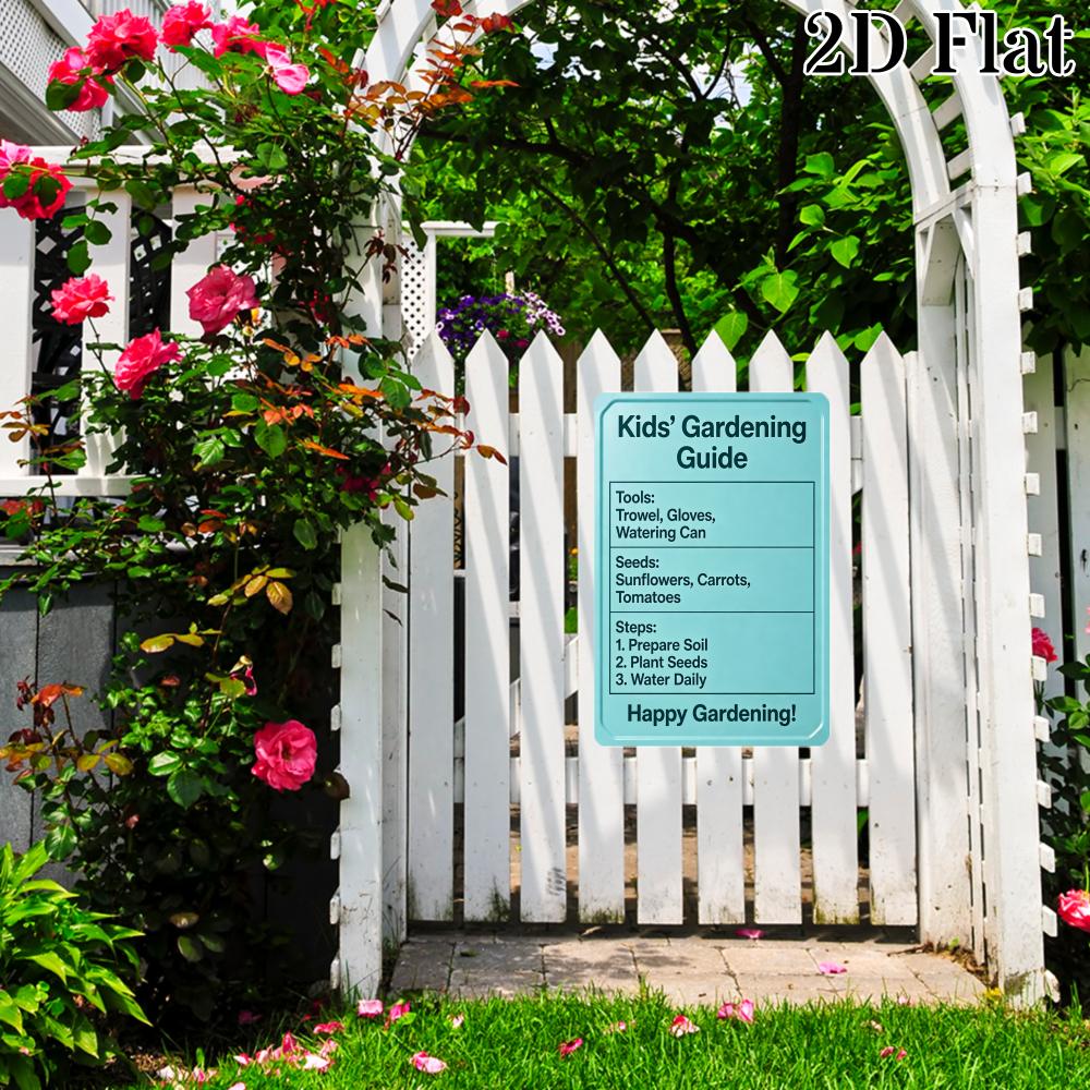 Funny Kids Garden Guide Outdoor Poster Metal Tin Sign Garden Gate Floral Chic Gift Metal Signs for Gardening Wall Decor Plaque 20x30cm（7.8x11.8inch）