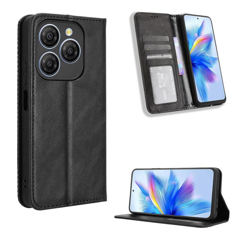 

Флип-чехол для Blackview Shark 9 кожаный чехол [Flip Vintage Leather] ударопрочный прочный ретро-чехол для телефона for Blackview Shark 9 чёрный