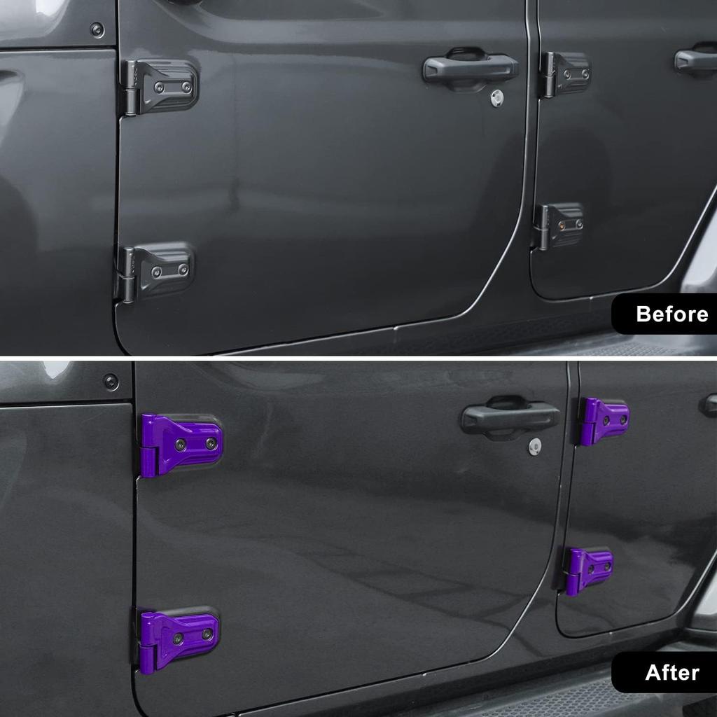 8PCS Door Hinge Cover Trim Accessories For 2018-2024 2025+ Jeep Wrangler JL JLU For -2024 2025+ Jeep Gladiator JT (Purple)