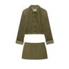 Women's Corduroy Jacket & Hip-Wrap Skirt Set 