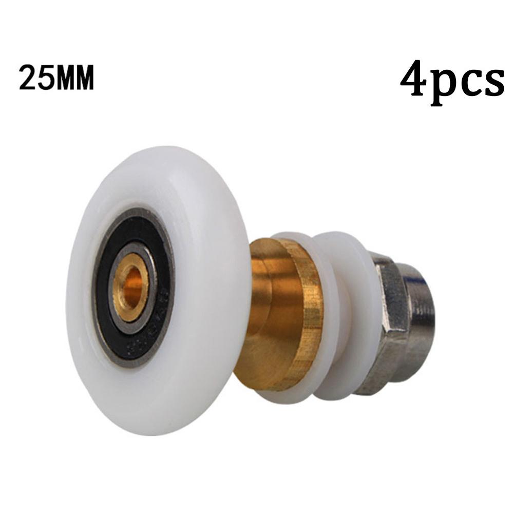 4pcs Shower Room Roller Pulley Bathroom Sliding Glass Door Wheels Nylon Copper Roller Eccentric Wheels Bathroom Accessories