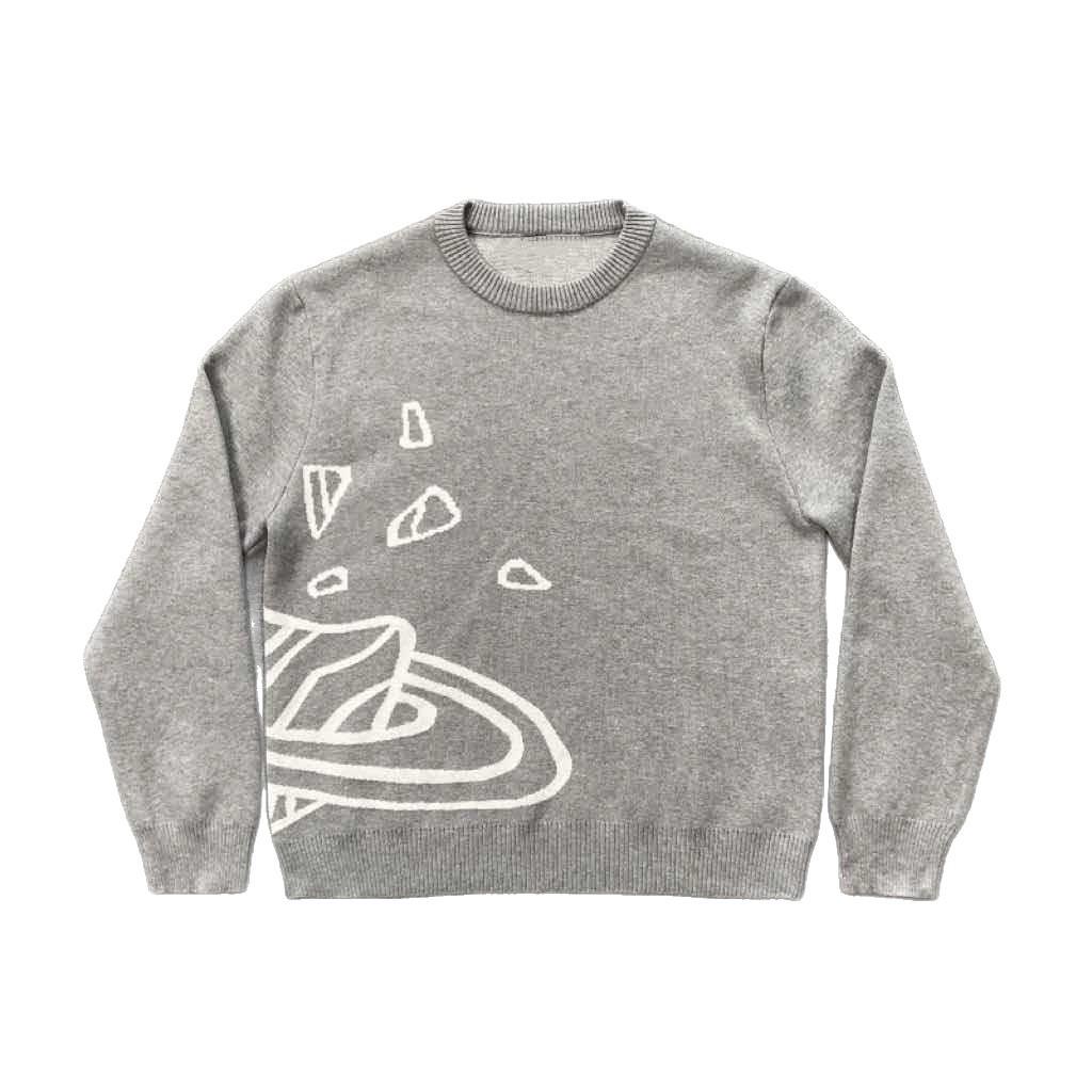 Maglione Unisex Girocollo con Logo Ricamato Jacquard a Stelle - Stile Streetwear Americano