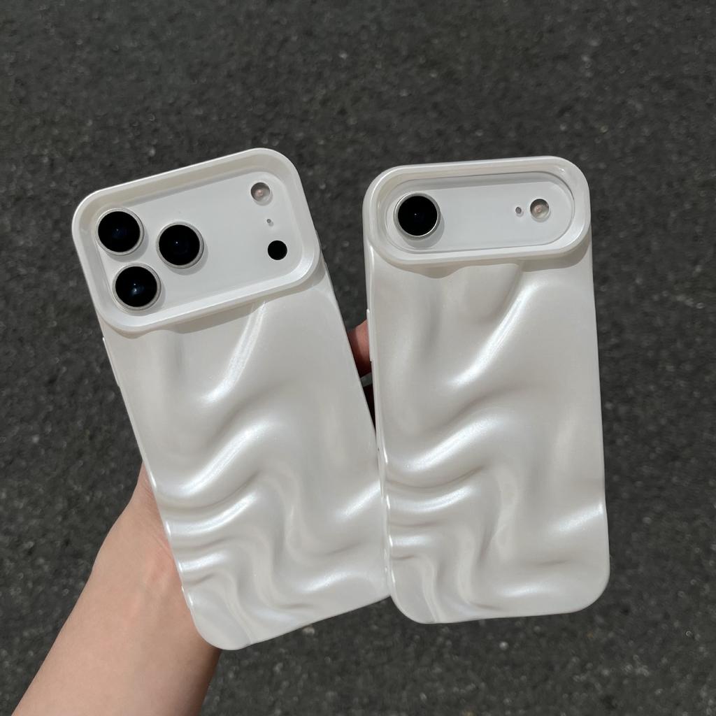 Pearl white water ripple for iPhone17Pro max mobile phone case Apple 17 soft case 14/15