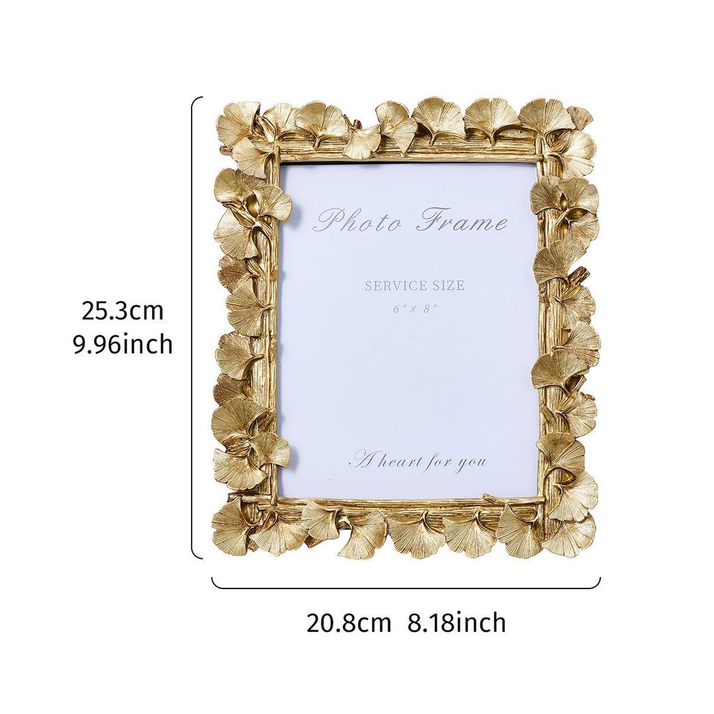 Ginkgo Gold Square Table Display: 5-inch, 6-inch, 7-inch, 8-inch Resin Photo Frames