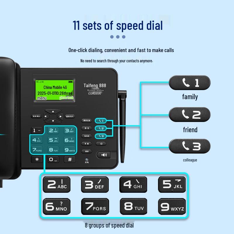 Taifeng 888 Kabelloses 4G/5G SIM-Karten Tischtelefon CN-Stecker (Adapter enthalten)