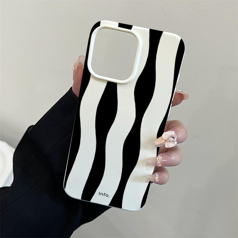 Fashion Simple Black Wavy Striped Phone Case For iPhone 16 17 15 14 13 12 11 Pro Max 16E 17Air Shockproof Protect Soft Cover