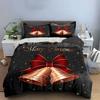 Christmas Bells with Red Bow Bedding Duvet Cover Set Duvet Cover Pillowcases  (1*Duvet Cover 2*Pillowcases, without duvet insert)