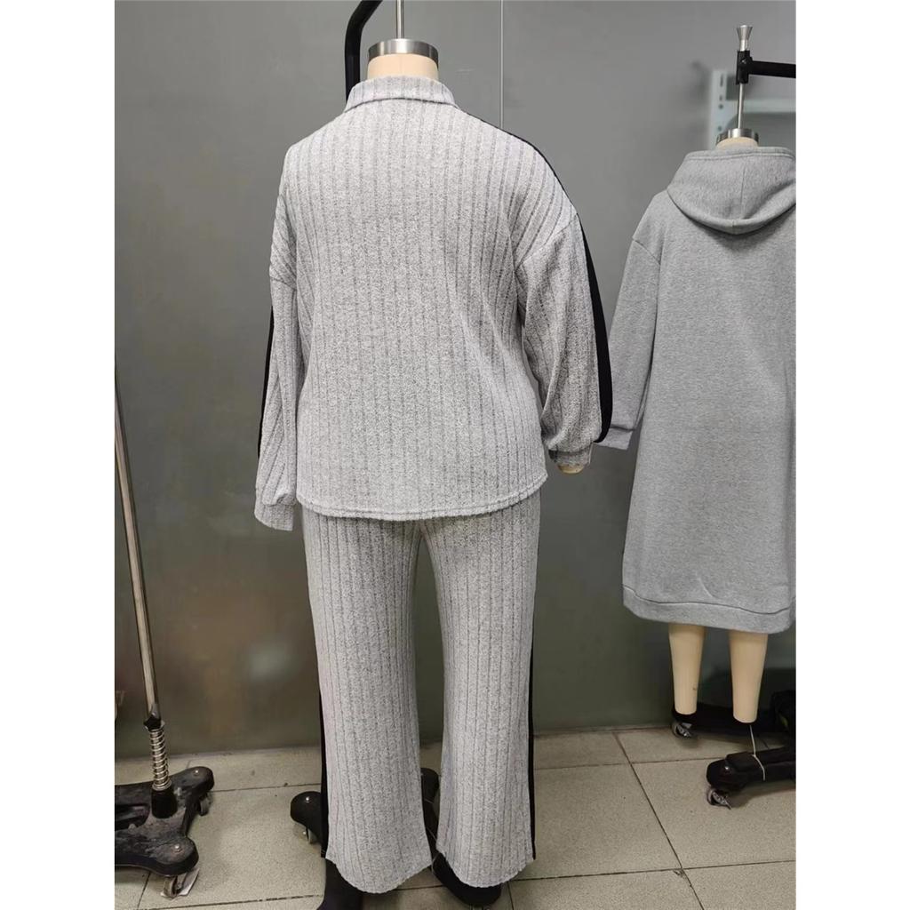 Women's Plus Size Casual High-end Design Sweatshirt Wide-leg Pants Two-piece Set