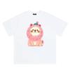 ZAZOMDE Cute Pink Lion with PomPom Hat Print TShirt Unisex Casual Soft Cotton Round Neck Short Sleeve Summer Daily Cartoon Top