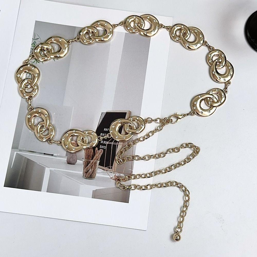 Elegant Metal Circular Ring Waist Chain Belly Chain Dress Belt Chain Bohemian Body Chain  Women
