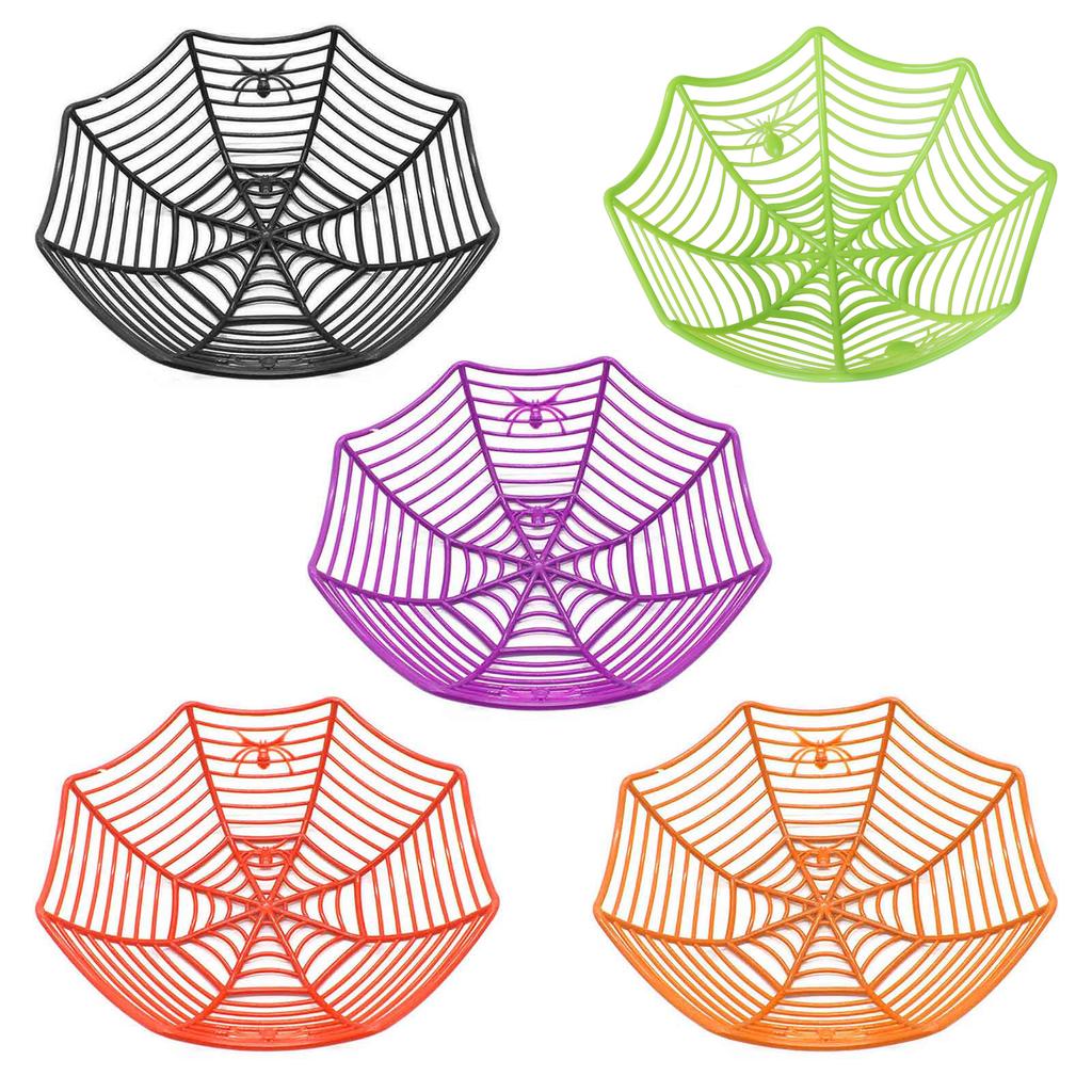 Halloween Spider Web Bowl Candy Basket Storage Tray Festival Dining Table Decor