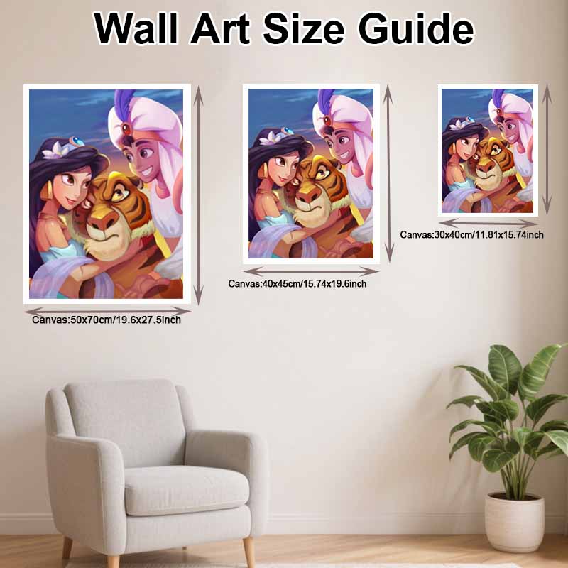 Disney Diamond Painting Kit Aladdin and Jasmine 5D Diamond Art Home Decor Creative Handmade Gift