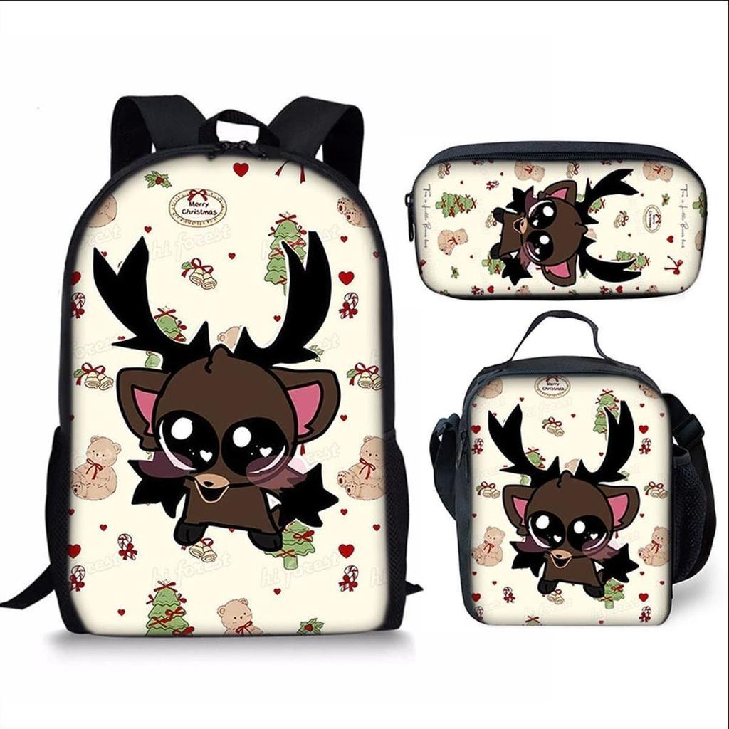 Cool Girls Printing Anime 3Pcs/Set Daily Pack Pupil School Carry Carrier Kid Sweet Outing Backpack Children Birthday Gift