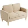 Sofa 2-Seater Couch with 2 Throw Pillows, Storage, Solid Wood Legs, Small Modern Loveseat Corduroy 117 X 63 X 79 Cm Beige