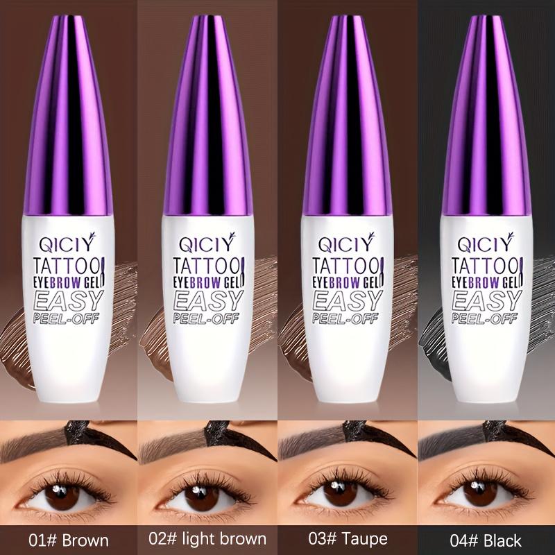 4-Farben Tattoo Peel Off Augenbrauen Gel Tönung, Semi-permanente Augenbrauentönung Wasserdicht Abriebfest für voller und definierter aussehende Augenbrauen