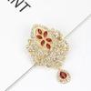 Gold Color Crystal Bride Wedding Jewelry Brown Brooch Flower Type Jewelry