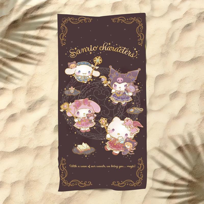 Cute Cartoon Kitten Printed Microfiber Beach Towel Quick Dry Soft Bath Towel For Kids Seaside Swimming