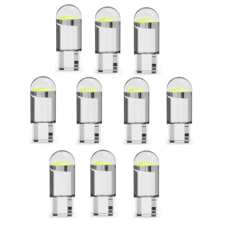 

10pcs High Brightness Cob Glass Led Car Light Good Heat Dissipation Long Service Life T10 Width green light