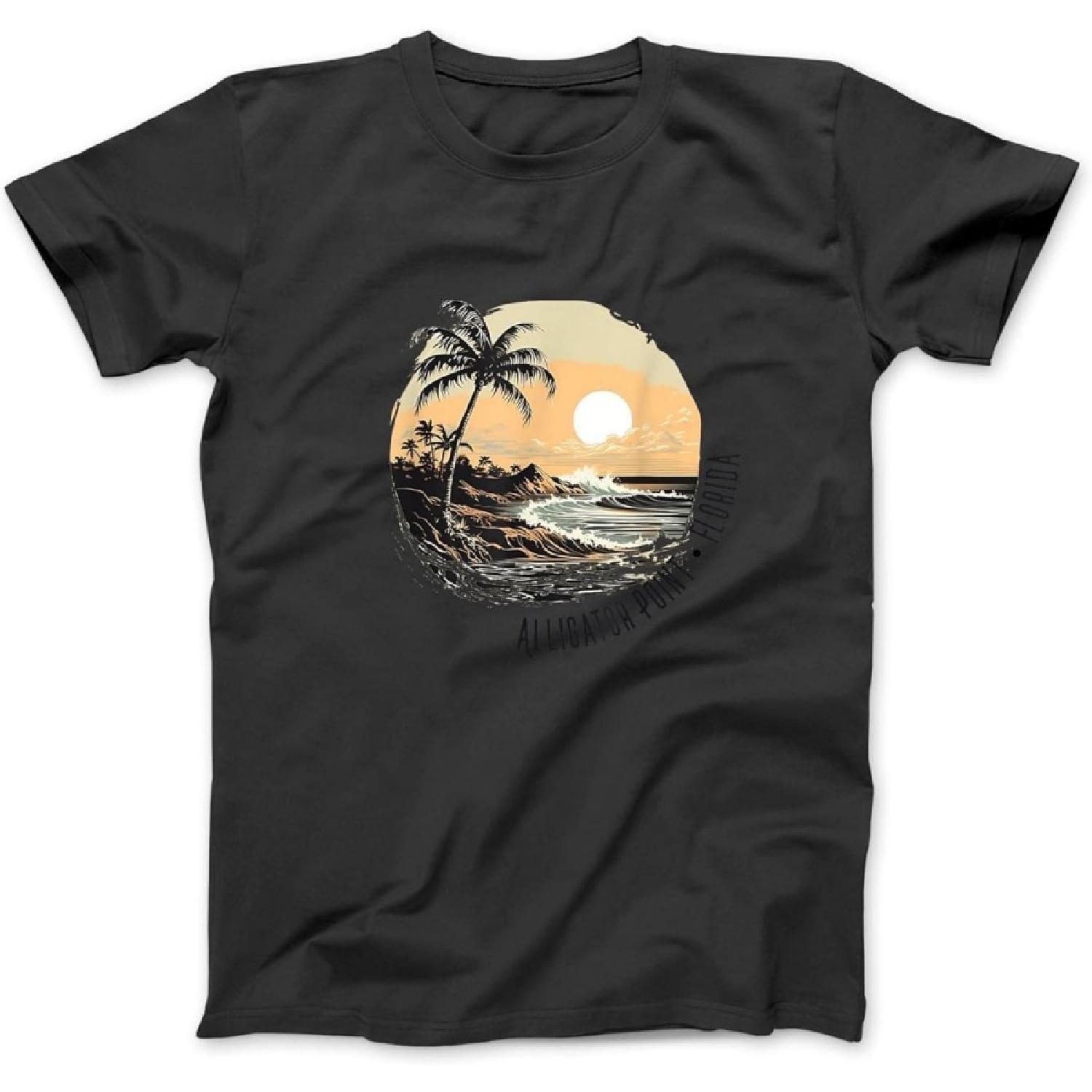 Alligator Point Florida Palm Trees FL Vintage T-Shirt, Sweatshirt, Hoodie for Men Women Kids Made in Canada Black S