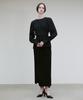 RE RHEE Pleated Wrap-Around Blouse Black