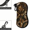 2D-Luxury Vintage Golden Baroque Pattern Sunglasses Case, Decorative Embossed Art Eyewear Holder, Protective Zipper Glasses Pouch for Travel Gift
