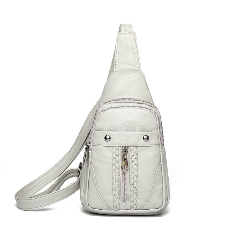 Women's Soft Leather Chest Bag Rivet Shoulder Crossbody Bag