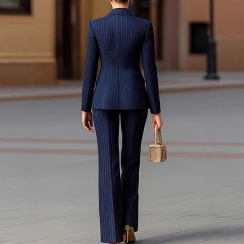 Modigirl Formal 2 Pieces Blazer Pants Suits for Ladies 2026 Fall Winter Fashion Office Wear Women Striped Jacket Sets Outfit