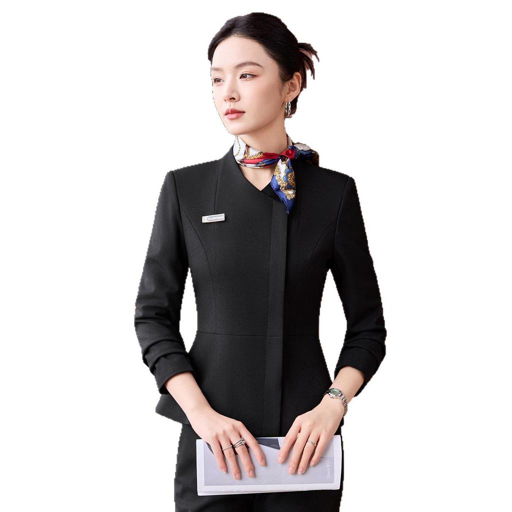 Luxury Women's Autumn/Winter Suit Set for Jewelry Store, Hotel Receptionist, and Salon Workwear