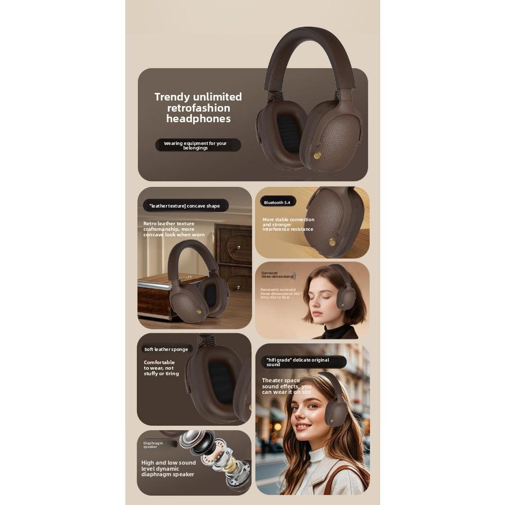Retro Style M19 Headset Wireless Headset Bluetooth 5.4 Mobile Phone