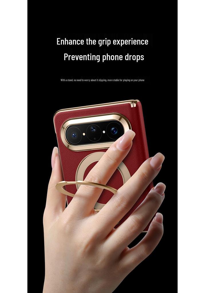 Funda Coleccionista para Teléfono Plegable Huawei Pura X Max con Soporte - Modelo Protector Electroplateado