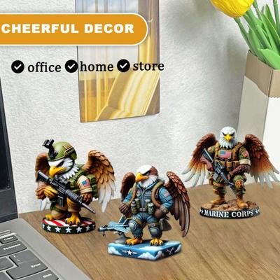 Eagle Soldier Statue Resin Military Eagle Figurine Patriotic Desktop Soldier Ornament
