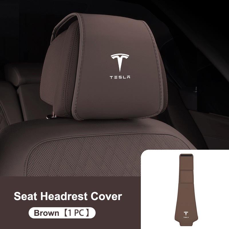 SGD4 Skórzana Pokrowiec Ochraniacz Poduszki Zagłówka Siedzenia Wnętrza Samochodu Dla Tesla Model 3 Model Y Model X Model S P100D P85D 200 Akcesoria Samochodowe